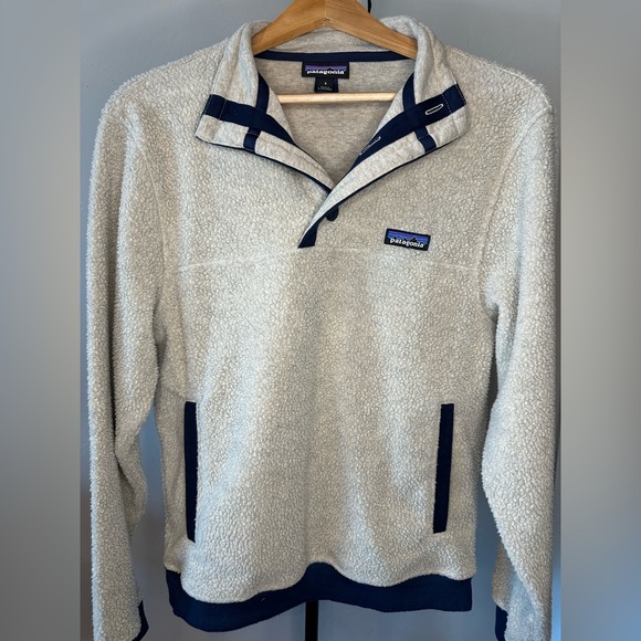 Men’s Patagonia Shearling Fleece Button Pullover, Size Small /Oatmeal Heather - Picture 2 of 15